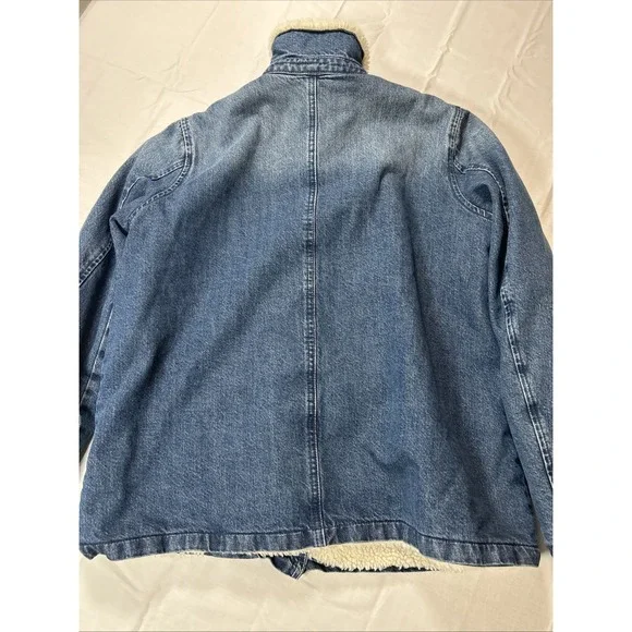 J Crew Jean Jacket Womens Size Small Sherpa Lined Blue Denim Trucker Rancher - Picture 8 of 12